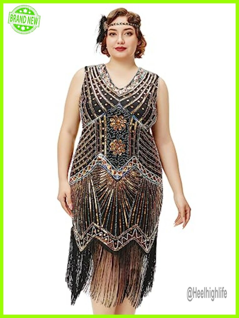 Plus Size Flapper Dress 1920s Fringe Sequin Midi Prom Cocktail Party Costume